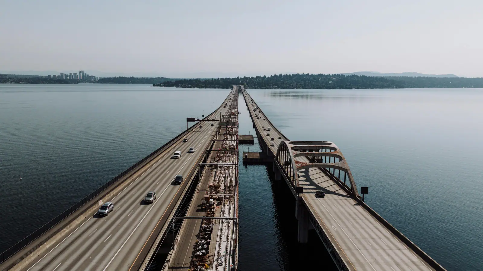 Lake Washington and the SR 520 bridge, used as the background image for the open house form page.